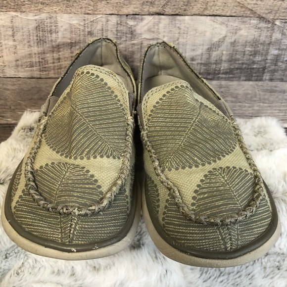 Patagonia Naked Maui Stone Print Green Hemp Slip On Loafer Womens Shoes Size 7.5 - Picture 3 of 9